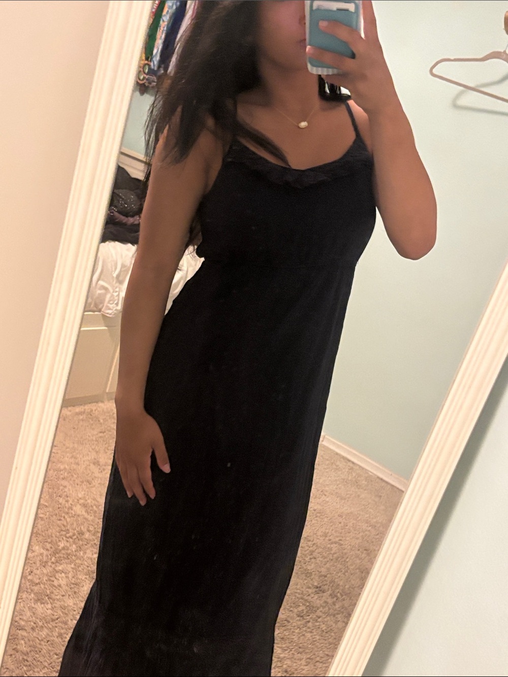 Xhilaration Black Lace-Trim Slip Chemise